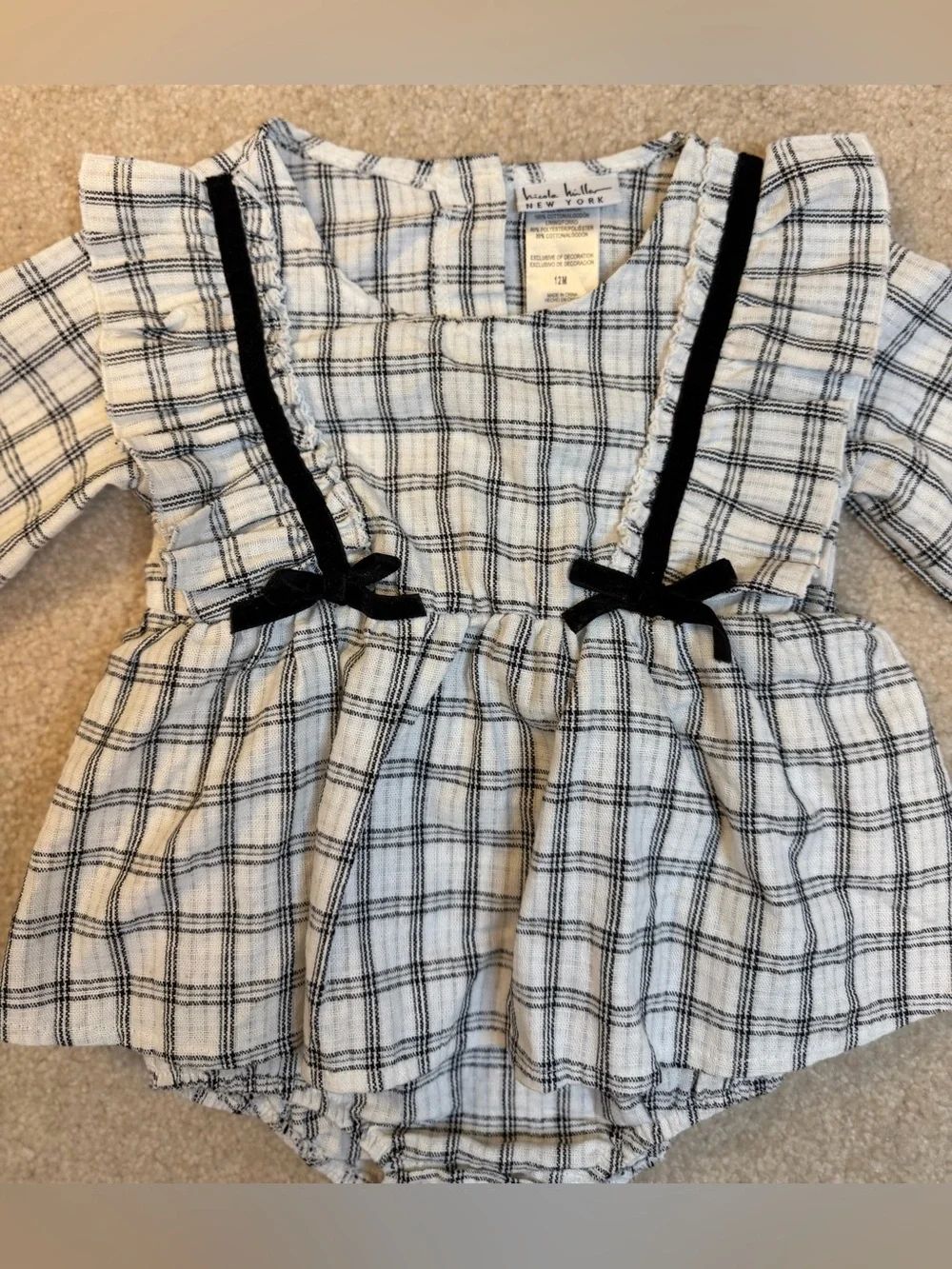 Nicole Miller New York Black & White Plaid Bubble Romper